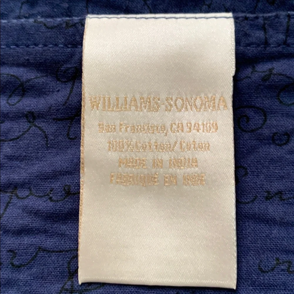 (2) William Sonoma 19” X 13” Navy With Hand Painted Rooster & Hen Designs.